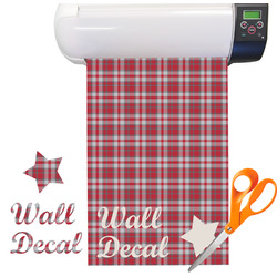 Red & Gray Plaid Vinyl Sheet (Re-position-able)