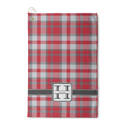 Red & Gray Plaid Waffle Weave Golf Towel (Personalized)