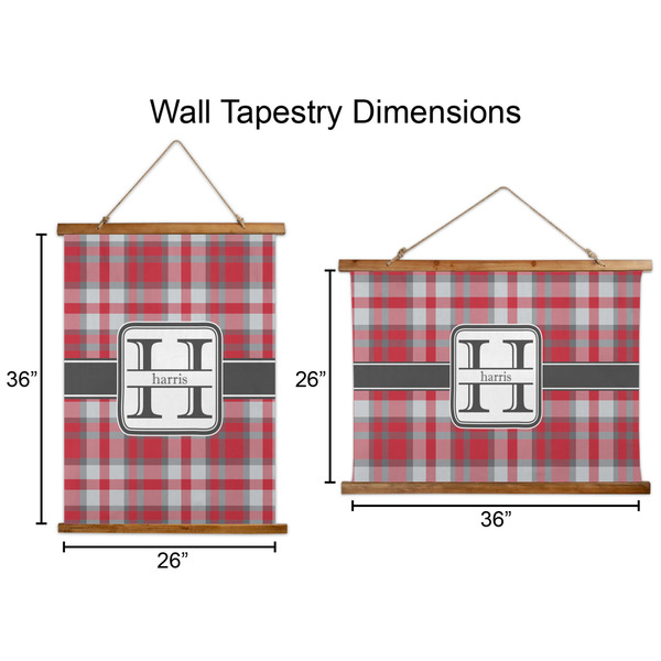 Red & Gray Plaid Wall Hanging Tapestries - Parent/Sizing