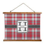 Red & Gray Plaid Wall Hanging Tapestry - Wide (Personalized)