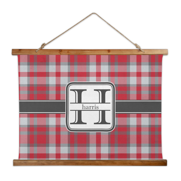 Custom Red & Gray Plaid Wall Hanging Tapestry - Wide (Personalized)