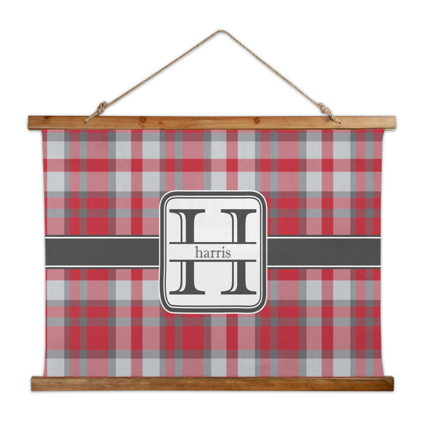 Custom Red & Gray Plaid Wall Hanging Tapestry - Wide (Personalized)