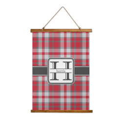 Red & Gray Plaid Wall Hanging Tapestry - Tall (Personalized)