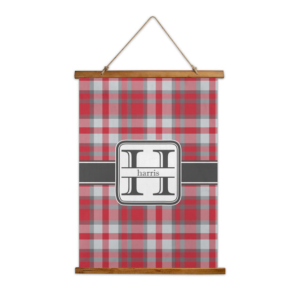 Custom Red & Gray Plaid Wall Hanging Tapestry - Tall (Personalized)