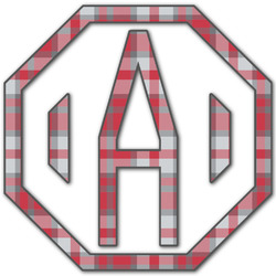 Red & Gray Plaid Monogram Decal - Custom Sizes (Personalized)