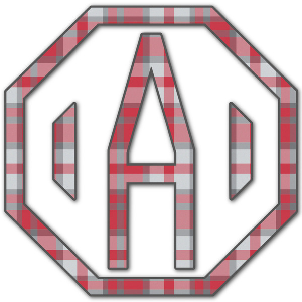 Custom Red & Gray Plaid Monogram Decal - Medium (Personalized)
