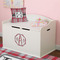 Red & Gray Plaid Wall Monogram on Toy Chest