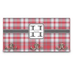 Red & Gray Plaid Wall Mounted Coat Rack (Personalized)
