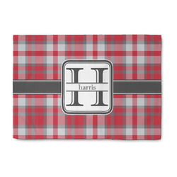 Red & Gray Plaid Washable Area Rug (Personalized)