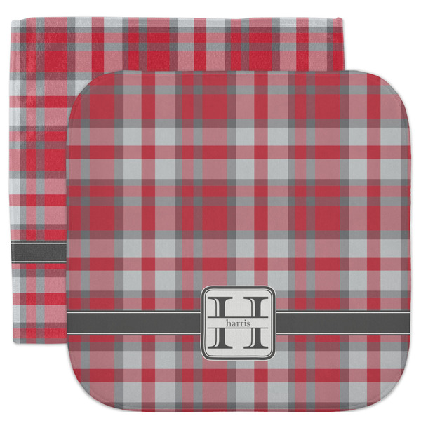 Custom Red & Gray Plaid Facecloth / Wash Cloth (Personalized)
