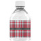 Red & Gray Plaid Water Bottle Label - Back View