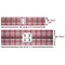 Red & Gray Plaid Water Bottle Labels w/ Dimensions
