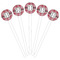 Red & Gray Plaid White Plastic 6" Food Pick - Round - Fan View