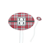 Red & Gray Plaid Oval Plastic Stir Sticks (Personalized)