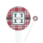 Red & Gray Plaid Round Plastic Stir Sticks (Personalized)