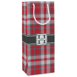Red & Gray Plaid Wine Gift Bags - Gloss (Personalized)