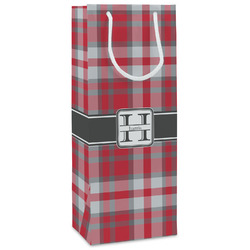 Red & Gray Plaid Wine Gift Bags - Matte (Personalized)