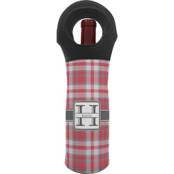 Red & Gray Plaid Wine Tote Bag (Personalized)