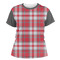 Red & Gray Plaid Womens Crew Neck T Shirt - Main