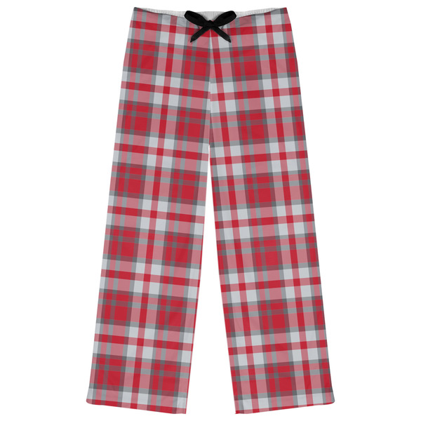 Custom Red & Gray Plaid Womens Pajama Pants - L