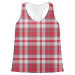 Red & Gray Plaid Womens Racerback Tank Top - X Small