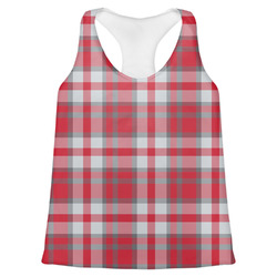 Red & Gray Plaid Womens Racerback Tank Top (Personalized)