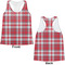 Red & Gray Plaid Womens Racerback Tank Tops - Medium - Front and Back