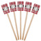 Red & Gray Plaid Wooden 6.25" Stir Stick - Rectangular - Fan View