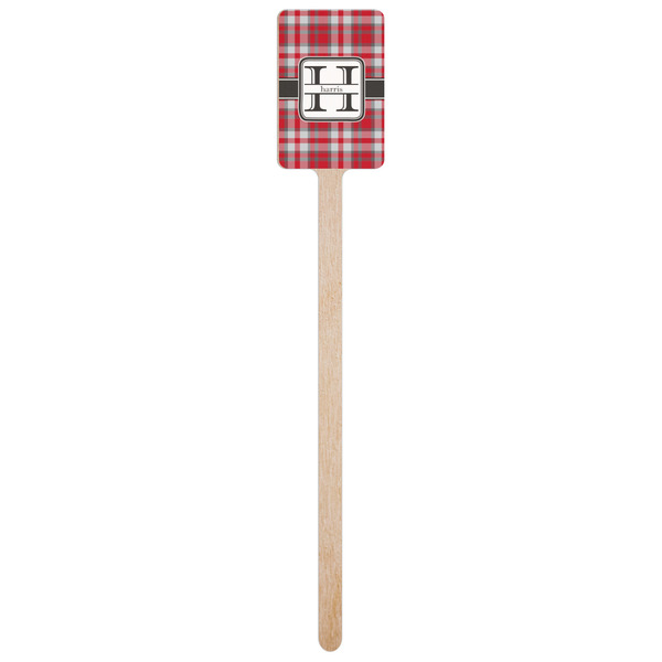 Red & Gray Plaid Wooden 6.25" Stir Stick - Rectangular - Single Stick