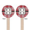Red & Gray Plaid Wooden 6" Stir Stick - Round - Double Sided - Front & Back