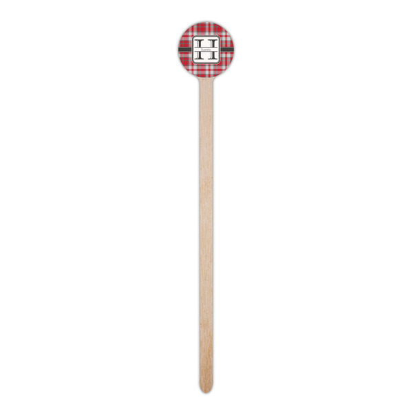 Red & Gray Plaid Wooden 6" Stir Stick - Round - Single Stick