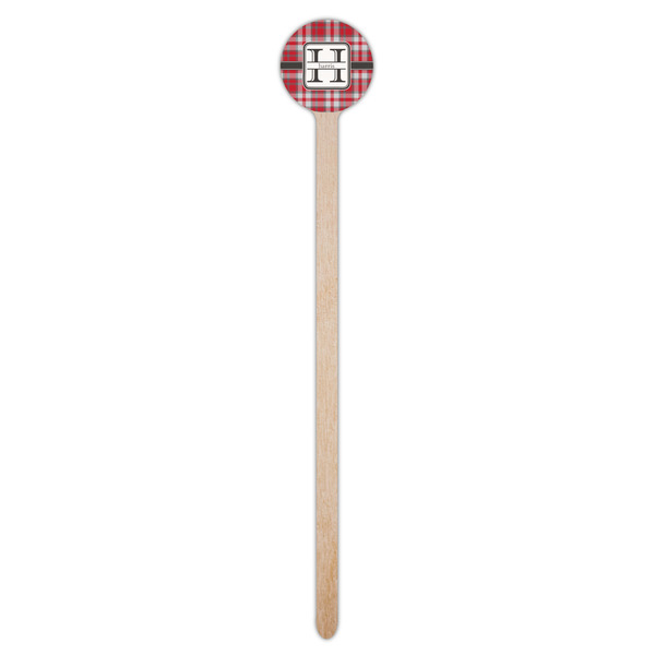 Red & Gray Plaid Wooden 7.5" Stir Stick - Round - Single Stick