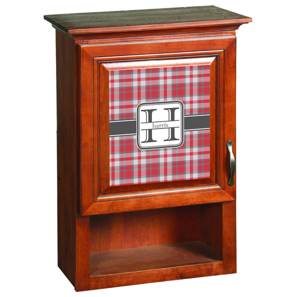 Red & Gray Plaid Wooden Cabinet Decal (Medium)