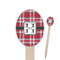Red & Gray Plaid Oval Wooden Food Picks - Single Sided (Personalized)