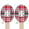 Red & Gray Plaid Wooden Food Pick - Oval - Double Sided - Front & Back