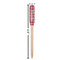 Red & Gray Plaid Wooden Food Pick - Paddle - Dimensions