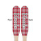 Red & Gray Plaid Wooden Food Pick - Paddle - Double Sided - Front & Back