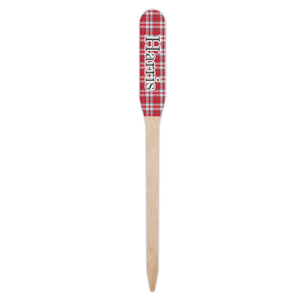 Red & Gray Plaid Wooden Food Pick - Paddle - Single Pick