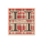Red & Gray Plaid Genuine Maple or Cherry Wood Sticker (Personalized)