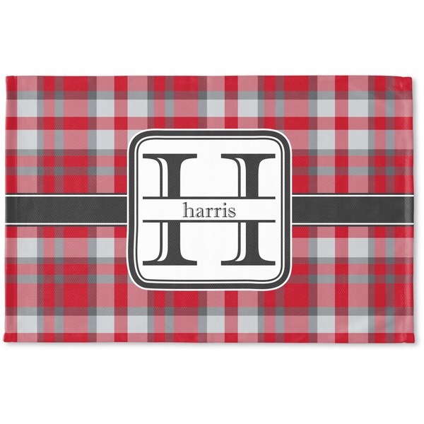 Custom Red & Gray Plaid Woven Mat (Personalized)