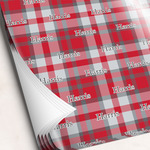 Red & Gray Plaid Wrapping Paper Sheets - Single-Sided - 20" x 28" (Personalized)