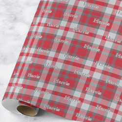 Red & Gray Plaid Wrapping Paper Roll - Large - Matte (Personalized)