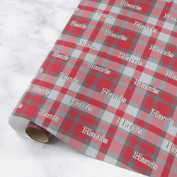Red & Gray Plaid Wrapping Paper Roll - Medium - Matte (Personalized)
