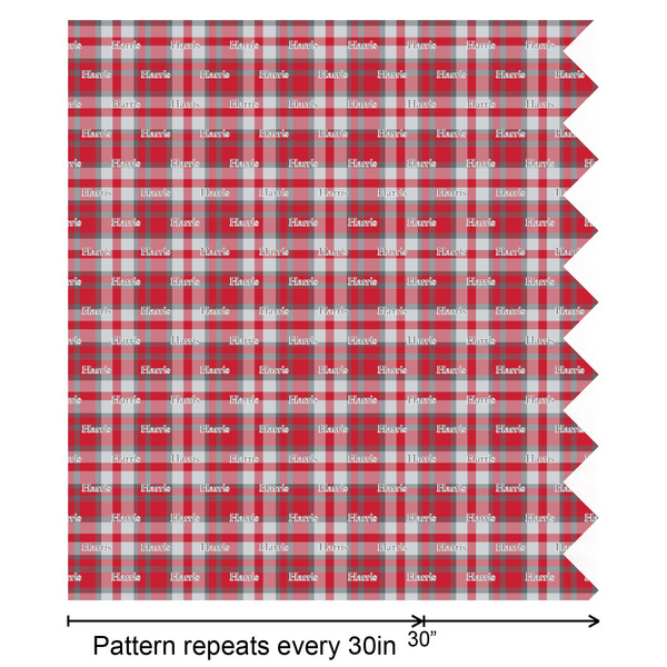 Red & Gray Plaid Wrapping Paper Roll - Satin - Partial Roll