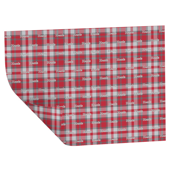 Custom Red & Gray Plaid Wrapping Paper Sheets - Double-Sided - 20" x 28" (Personalized)