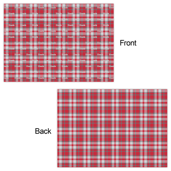 Red & Gray Plaid Wrapping Paper Sheet - Double Sided - Front & Back