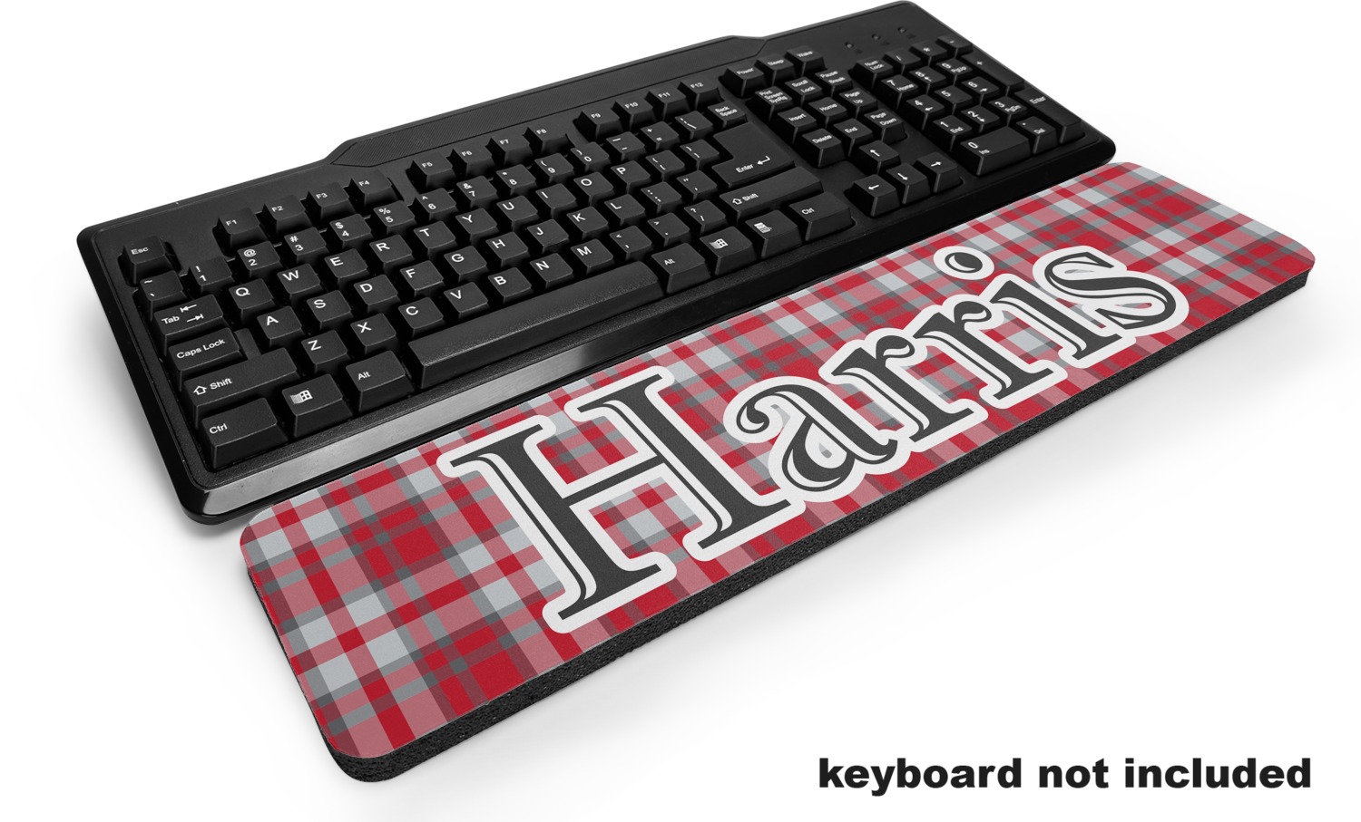 Custom Red & Gray Plaid Keyboard Wrist Rest (Personalized) YouCustomizeIt