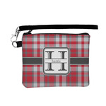 Red & Gray Plaid Wristlet ID Case w/ Name and Initial