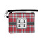Red & Gray Plaid Wristlet ID Case w/ Name and Initial