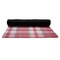 Red & Gray Plaid Yoga Mat Rolled up Black Rubber Backing